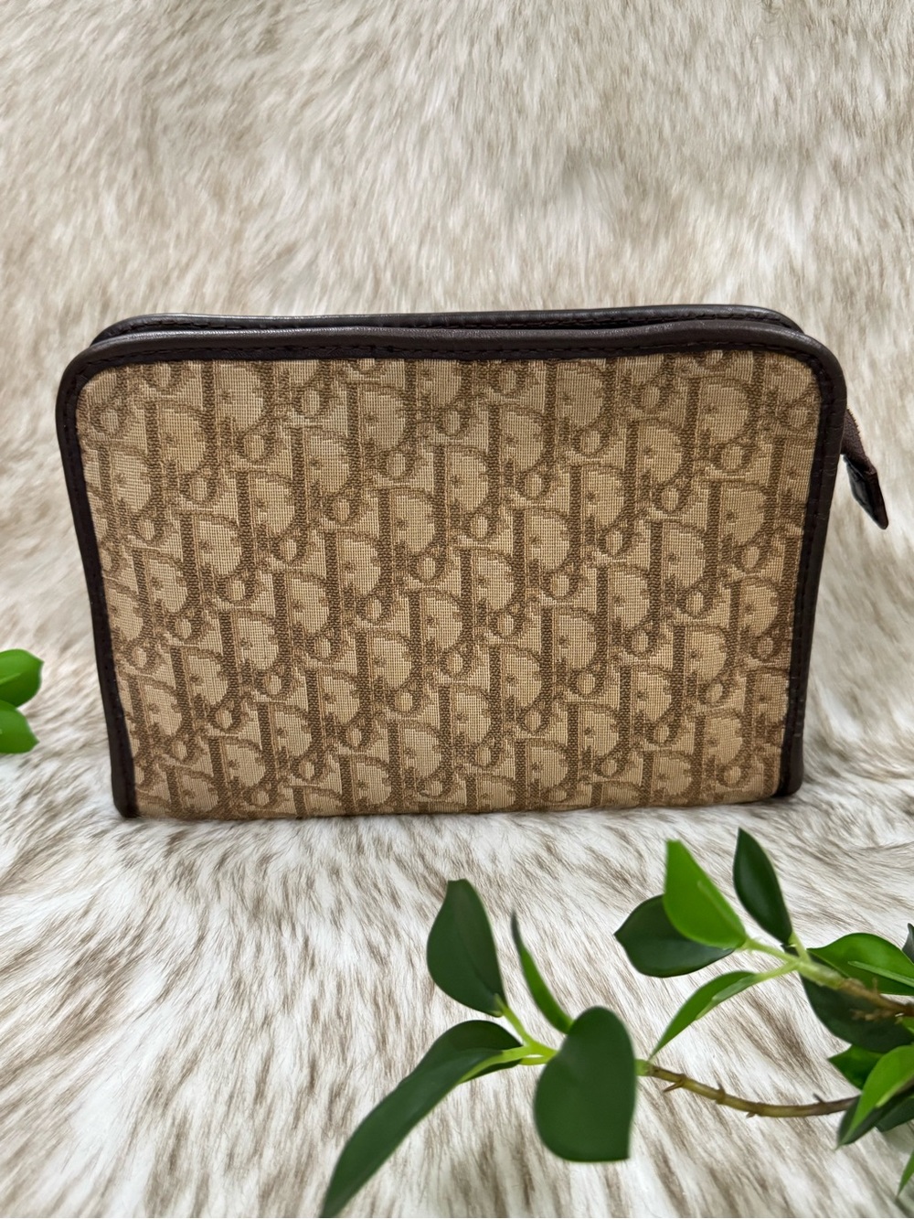 Dior Vintage Trotter Canvas Clutch Wristlet